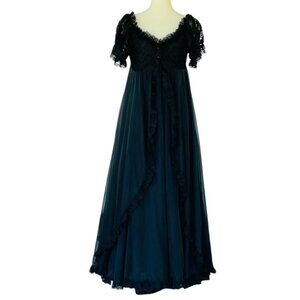 Vtg 70s Tosca Lingerie 2 Pc Sheer Black Peignoir Set Goth Babydoll Boudoir S